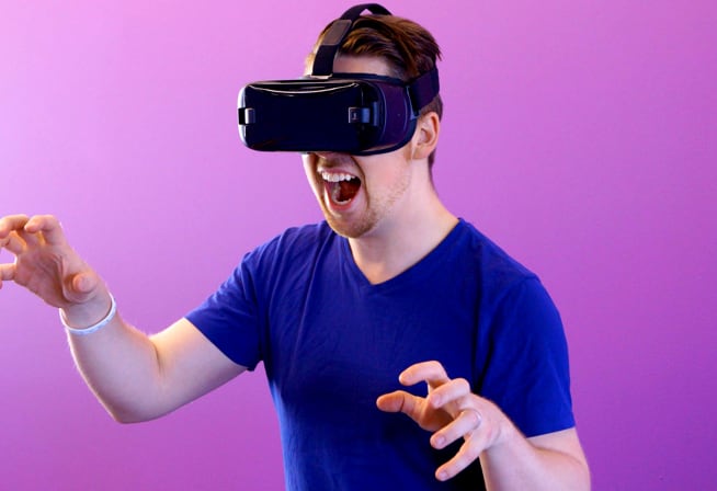 A man using VR